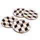 Geometric Round Black Coaster Set of 4